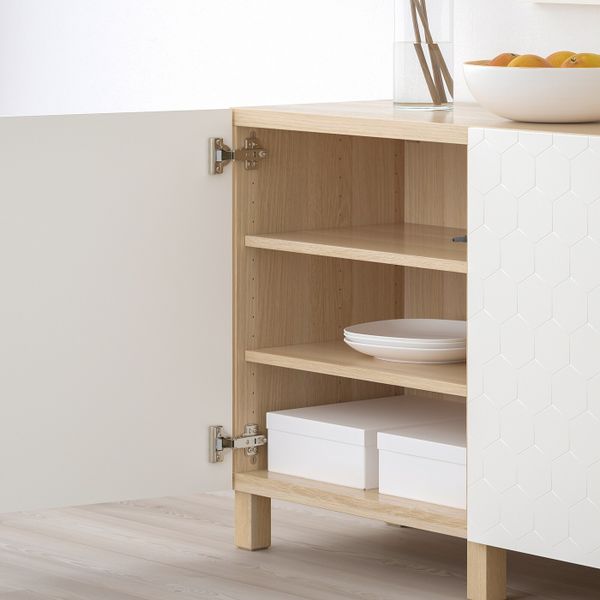 Комбинация для хранения с дверцами, под беленый дуб/вассвик/стуббарп белый 180x40x74 см IKEA БЕСТО 692.666.72 - фото 3