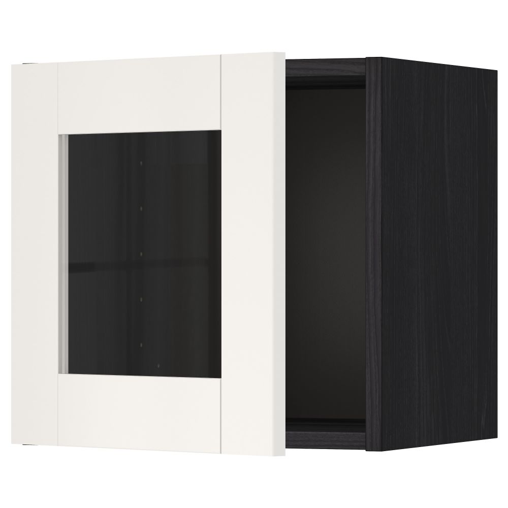 Навесной шкаф со стеклянной дверью МЕТОД, черный, Сэведаль белый (40x40 см) - схема-чертеж с размерами