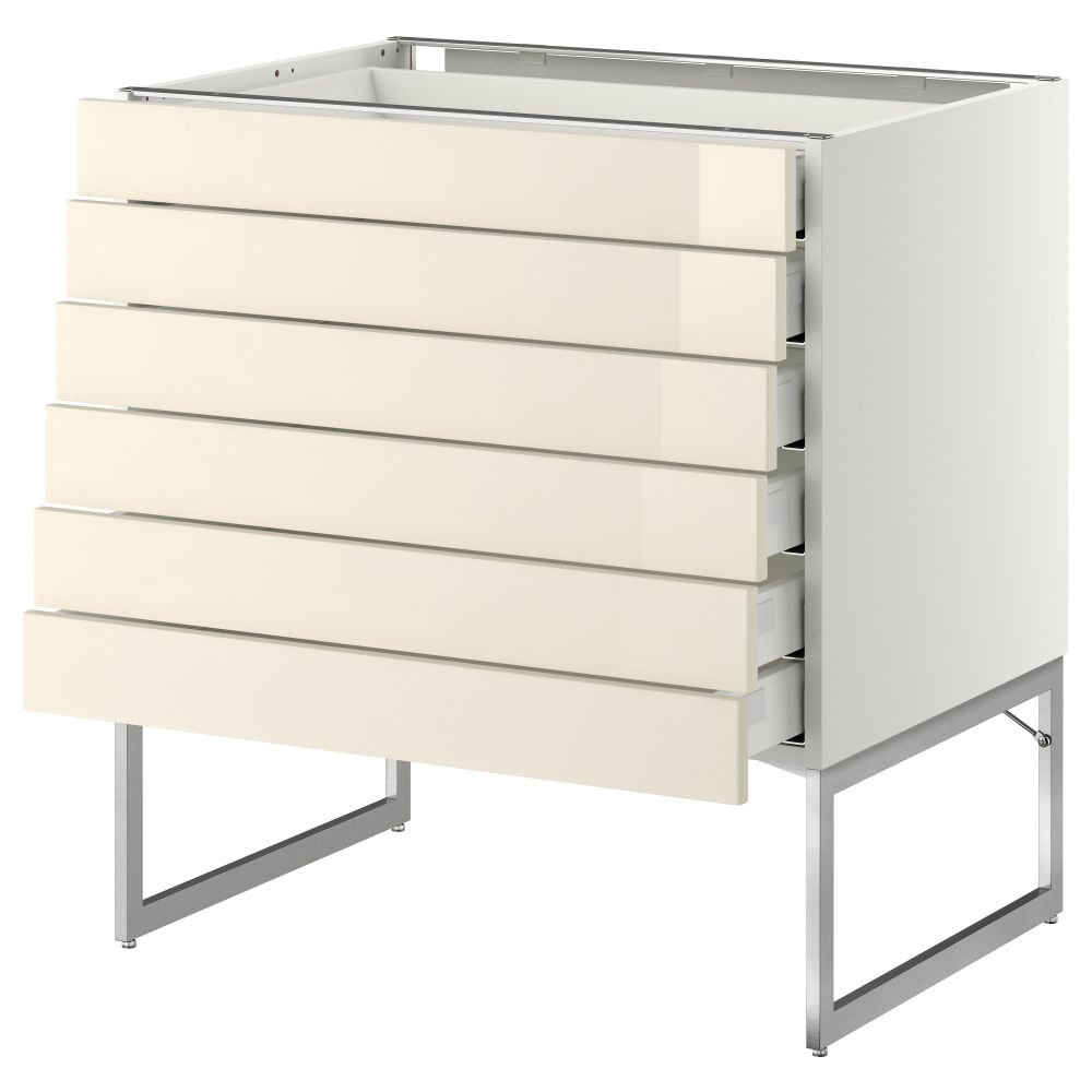 Напольный шкаф 6 фронтальных панелей, 6 нижних ящиков МЕТОД / МАКСИМЕРА, белый, Рингульт кремовый - схема-чертеж с размерами