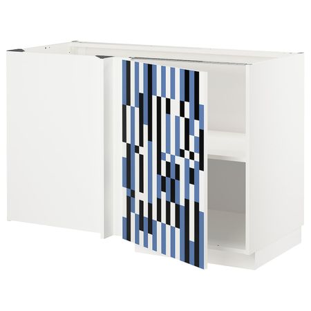 Угловой напольный шкаф с полкой, белый, Иттербин с печатным рисунком 128x68 см IKEA МЕТОД 692.870.09