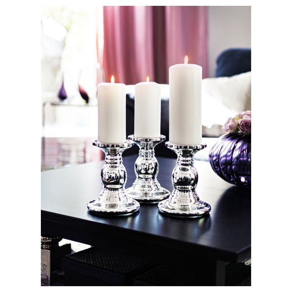 Подсвечник для формовой свечи ШИММЕР, стекло, серебристый (17 см) - схема-чертеж с размерами