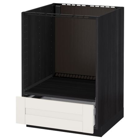 Напольный шкаф для духовки, с ящиком МЕТОД / МАКСИМЕРА, черный, Сэведаль белый (60x60 см)