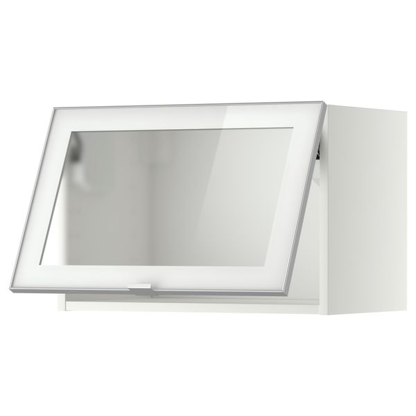 Горизонтальный навесной шкаф со стеклянной дверью МЕТОД, белый, Ютис матовое стекло - схема-чертеж с размерами