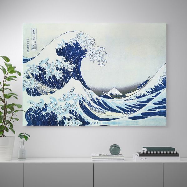 Картина с рамой, Японская волна, цвет алюминия 140x100 см IKEA БЬЁРКСТА 692.978.24 - фото 2