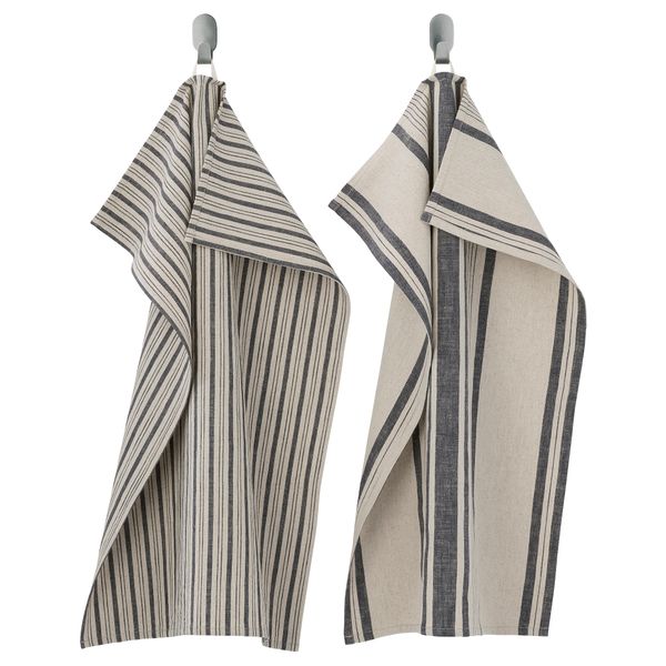 Полотенце кухонное, полоска, серый бежевый, 50x70 см IKEA MARIATHERES МАРИАТЕРЕС 704.795.83 - фото 1