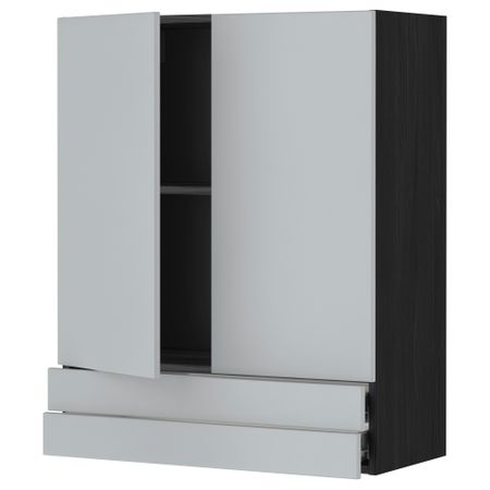 Навесной шкаф, 2 дверцы, 2 ящика МЕТОД / ФОРВАРА, черный, Веддинге серый