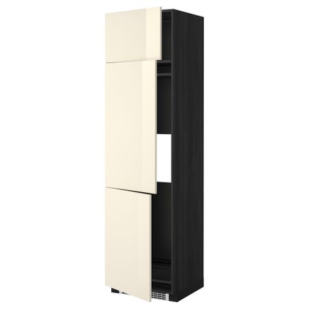 Высокий шкаф для холодильника или морозильника, с 3 дверями МЕТОД, черный, Рингульт кремовый