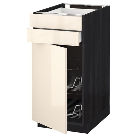 Напольный шкаф, дверца, 2 ящика, проволочных корзин МЕТОД / МАКСИМЕРА, черный, Рингульт кремовый