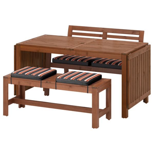 Стол + 2 скамьи, для сада ЭПЛАРО, коричневая морилка, Экерон черный - фото 1