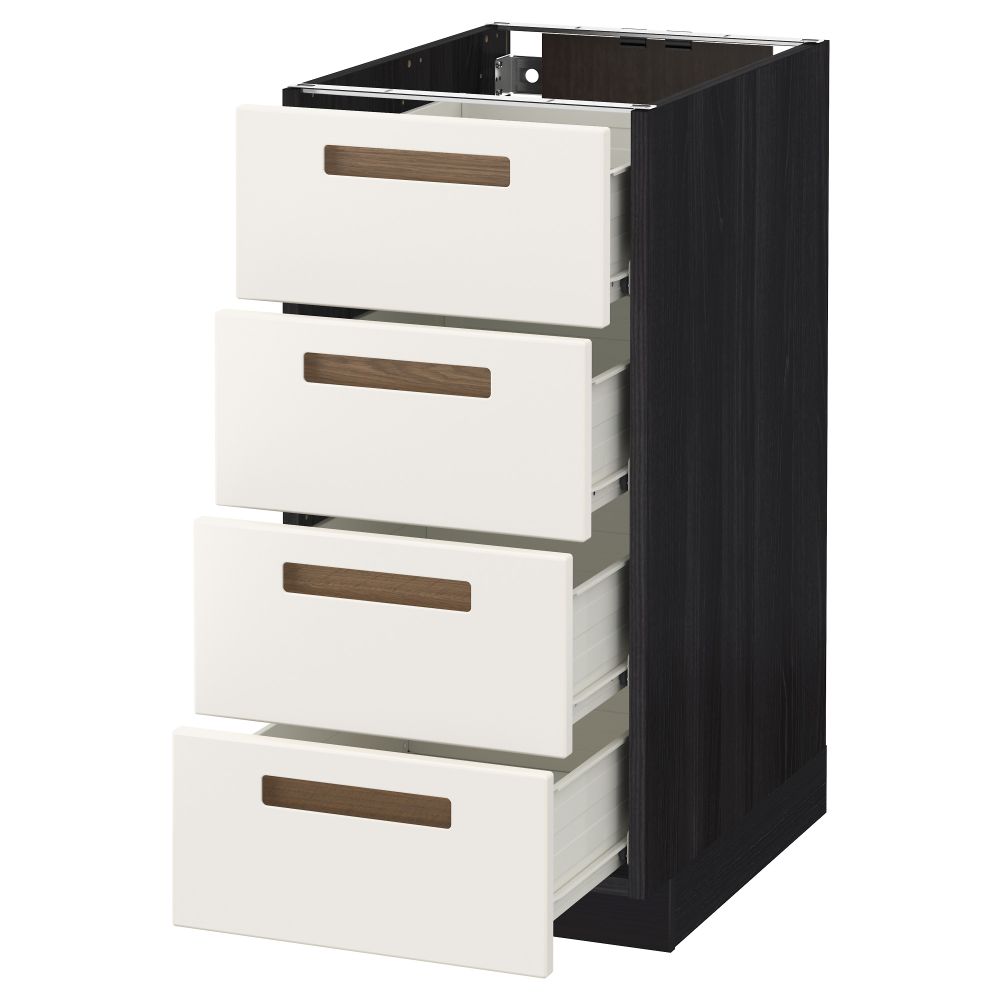 Напольный шкаф 4 фронтальных панели/4 ящика МЕТОД / ФОРВАРА, черный, Мэрста белый - схема-чертеж с размерами