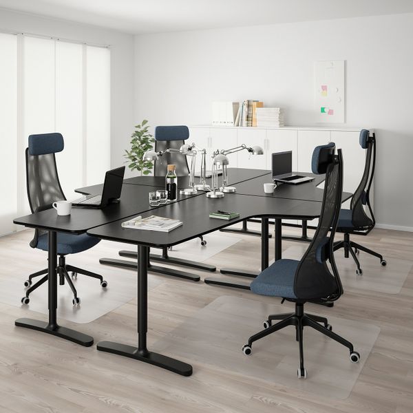 Стол, комбинация, ясеневый шпон, черная морилка/черный 320x220 см IKEA BEKANT БЕКАНТ 392.826.16 - фото 2