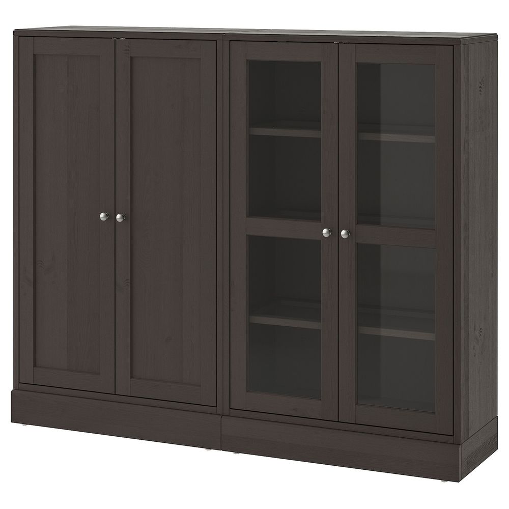 Комбинация для хранения с стеклянная двр, темно-коричневый 162x37x134 см IKEA HAVSTA ХАВСТА 492.660.55 - фото 1