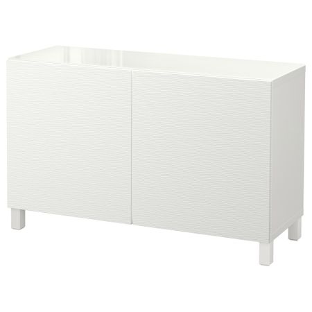 Комбинация для хранения с дверцами БЕСТО, белый, Лаксвикен белый (120x40x74 см)