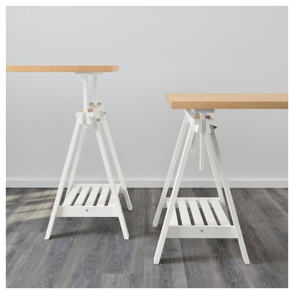 Стол ЛИННМОН / ФИНВАРД, под березу, белый (150x75 см) - схема-чертеж с размерами