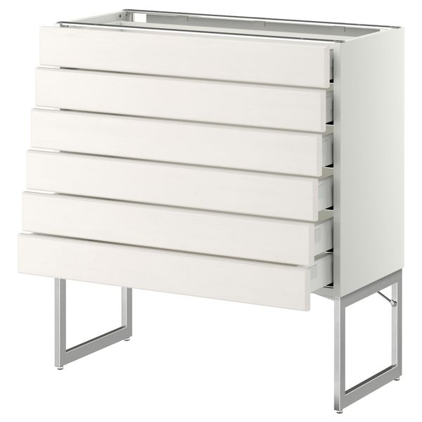 Напольный шкаф 6 фронтальных панелей, 6 нижних ящиков МЕТОД / МАКСИМЕРА, белый, Лаксарби белый - схема-чертеж с размерами