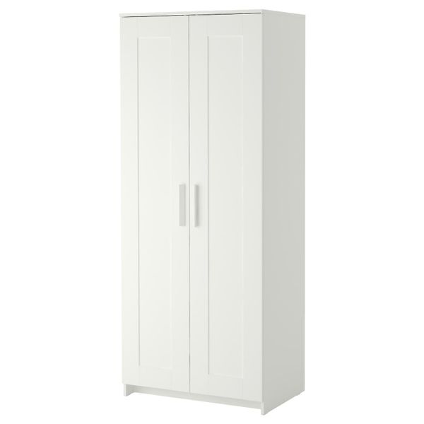 Шкаф платяной 2-дверный, белый 78x190 см IKEA BRIMNES БРИМНЭС 804.004.81 - фото 1