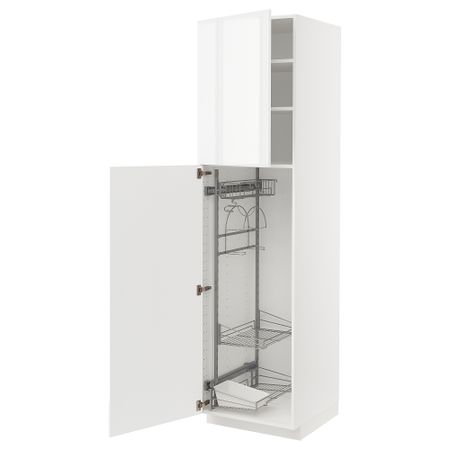 Высокий шкаф с отделением для аксессуаров для уборки, 60x60x220 cm IKEA METOD МЕТОД 094.559.82
