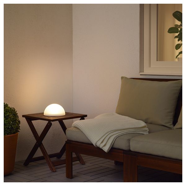 Светодиодная подсветка на солнечных батарея СОЛВИДЕН, для сада, полусфера белый - фото 2