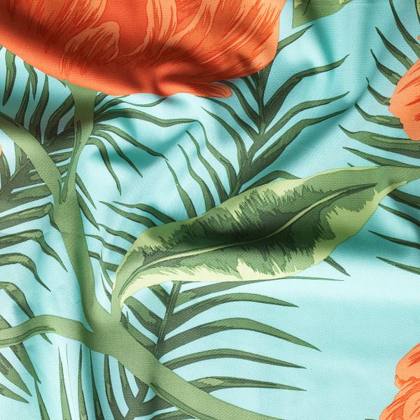 Ткань, бирюзовый оранжевый/цветы и листья 150 см IKEA СОММАР 2020 204.675.68 - фото 2