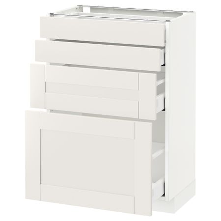 Напольный шкаф 4 фронтальных панели, 4 ящика МЕТОД / МАКСИМЕРА, белый, Сэведаль белый