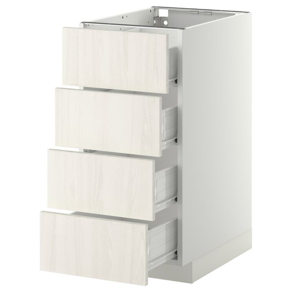 Напольный шкаф 4 фронтальных панели, 4 ящика МЕТОД / ФОРВАРА, белый, Росдаль белый - схема-чертеж с размерами