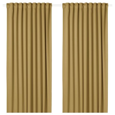 MAJGULL Затемняющие гардины, 2 шт. - бежево-желтый/с лентой 145x300 см