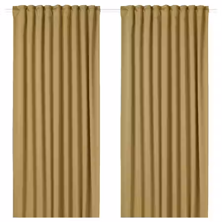 MAJGULL Затемняющие гардины, 2 шт. - бежево-желтый/с лентой 145x300 см