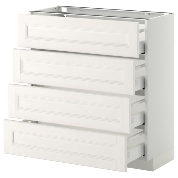 Напольный шкаф 4 фронтальных панели, 4 ящика МЕТОД / МАКСИМЕРА, белый, Лаксарби белый - схема-чертеж с размерами