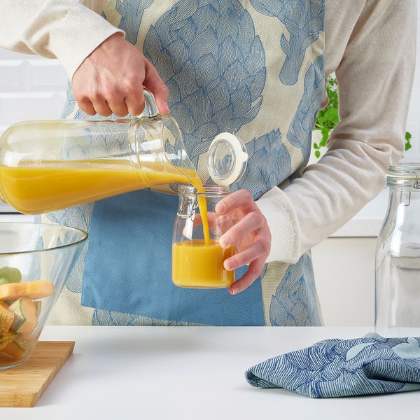 Банка с крышкой, в форме бутылки, прозрачное стекло, 0.4 л IKEA KORKEN КОРКЕН 905.413.67 - схема-чертеж с размерами