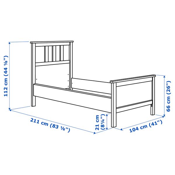 Каркас кровати, белая морилка, Lönset, 90x200 см IKEA HEMNES ХЕМНЭС 890.195.72 - схема-чертеж с размерами