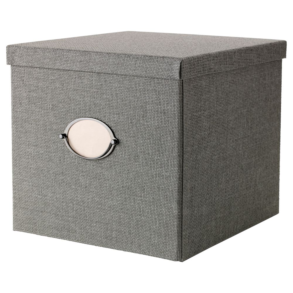 Коробка с крышкой КВАРНВИК, серый (32x35x30 см) - фото 1