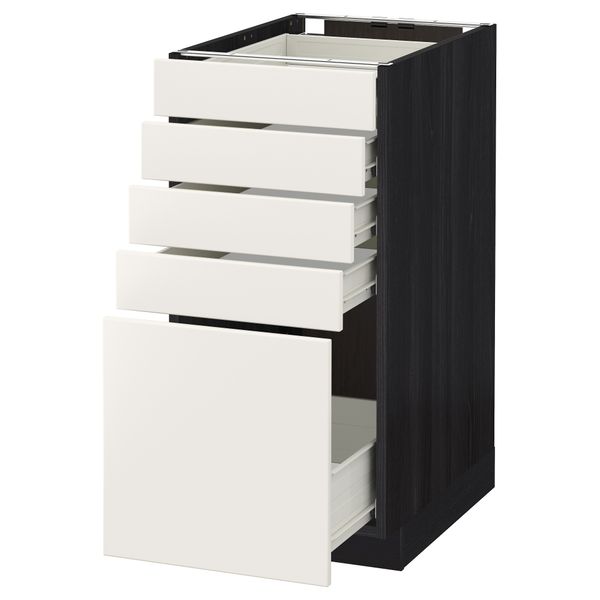 Напольный шкаф с 5 ящиками МЕТОД / ФОРВАРА, черный, Веддинге белый - схема-чертеж с размерами