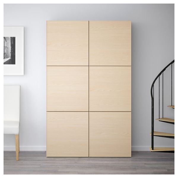 Комбинация для хранения с дверцами БЕСТО, черно-коричневый, Инвикен ясеневый шпон (120x40x192 см) - фото 2