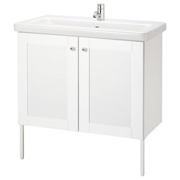 Шкаф под раковину с 2 дверец, Йельсен белый/ПИЛКОН смеситель 84x43x88 см IKEA FISKÅN ФИСКОН / TVÄLLEN ТВЭЛЛЕН 294.304.53 - фото 1