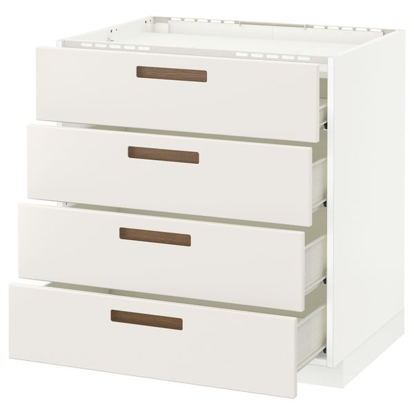 Напольный шкаф, 4 фронтальных панели, 4 ящика МЕТОД / ФОРВАРА, белый, Мэрста белый - схема-чертеж с размерами