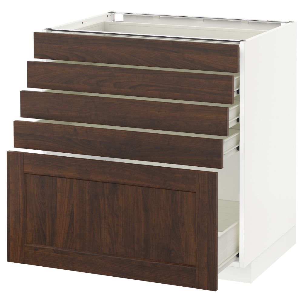 Напольный шкаф с 5 ящиками МЕТОД / ФОРВАРА, белый, Эдсерум коричневый - схема-чертеж с размерами