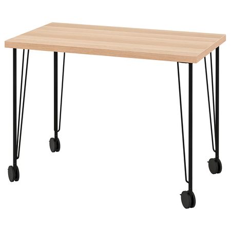 LINNMON / KRILLE Письменный стол - под беленый дуб/чёрный 100x60 см