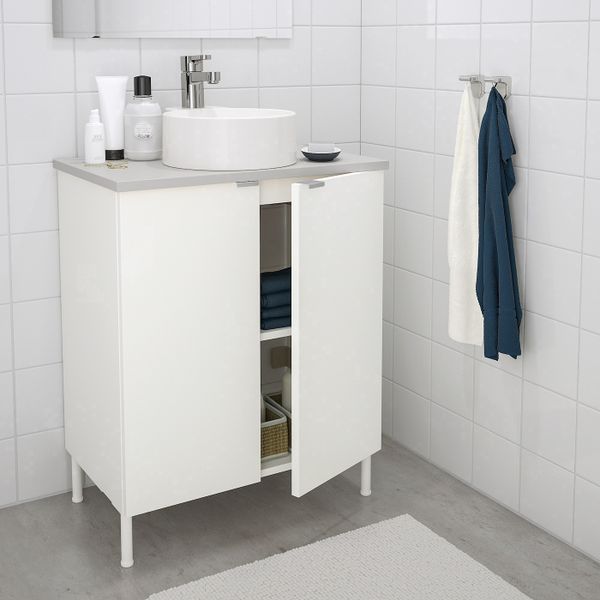 Шкаф под раковину с 2 дверц, белый, серый ЭНСЕН смеситель 62x40x87 см IKEA ЛИЛЛОНГЕН/ВИСКАН / ГУТВИКЕН 392.946.43 - схема-чертеж с размерами