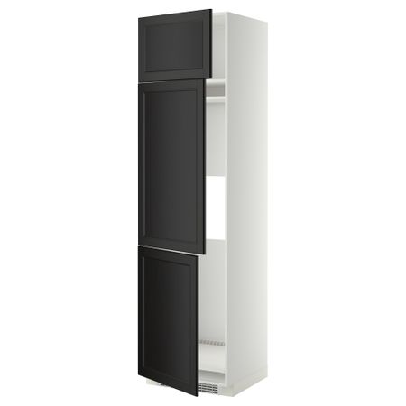 Высокий шкаф для холодильника или морозильника, с 3 дверями МЕТОД, белый, Лаксарби черно-коричневый