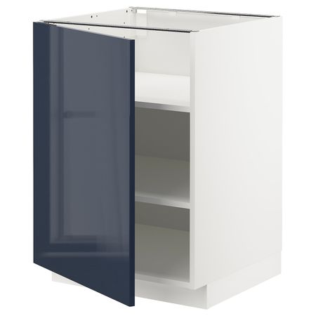 Напольный шкаф с полками, белый/Ерста черно-синий 60x60 см IKEA METOD МЕТОД 092.755.37