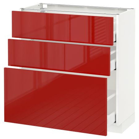Напольный шкаф с 3 ящиками МЕТОД / МАКСИМЕРА, белый, Рингульт красный