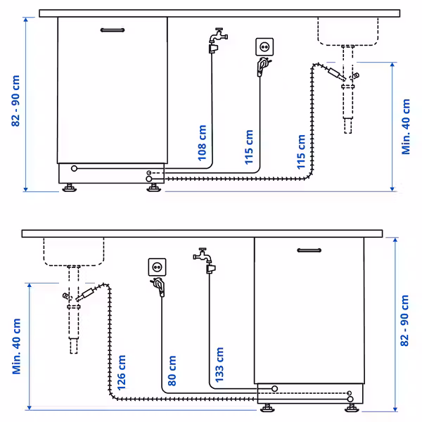 RENGÖRA Встраиваемая посудомоечная машина - ИКЕА 300 60 см - схема-чертеж с размерами