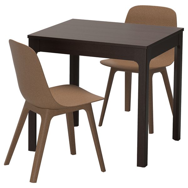Стол и 2 стула ЭКЕДАЛЕН / ОДГЕР, темно-коричневый, коричневый (80/120 см) - фото 1