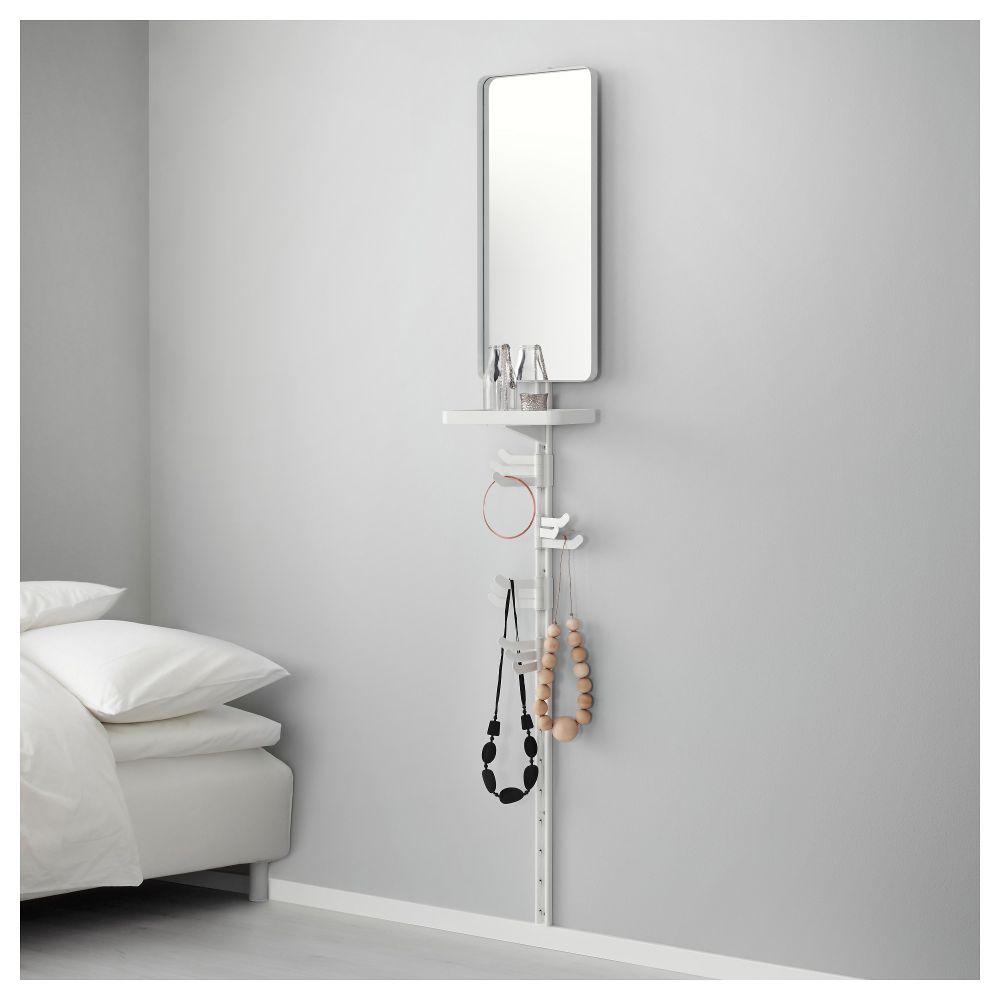 Настенная шина, зеркало, тройной крючок АЛЬГОТ, белый (30x22x197 см) - фото 1