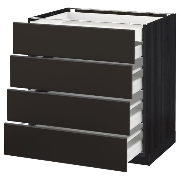 Напольный шкаф 4 фронтальных, 2 низких, 3 средних ящ, черный/Кунгсбакка антрацит 80x60 см IKEA МЕТОД / МАКСИМЕРА 992.205.07 - схема-чертеж с размерами