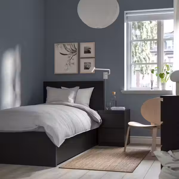 MALM Каркас кровати+2 кроватных ящика - черно-коричневый/Luröy 90x200 см - фото 2