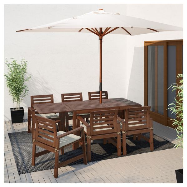 Стол + 6 кресел, для сада ЭПЛАРО, коричневая морилка, Холло бежевый - фото 4