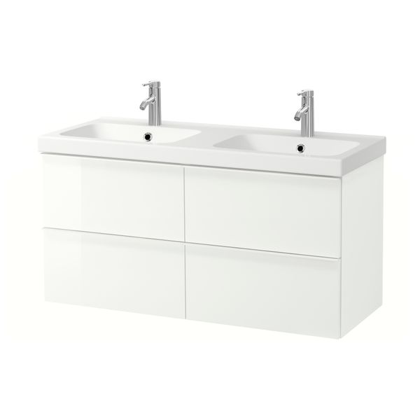 Шкаф для раковины с 4 ящик, 123x49x64 cm IKEA ODENSVIK ОДЕНСВИК, GODMORGON ГОДМОРГОН 792.932.03 - фото 1