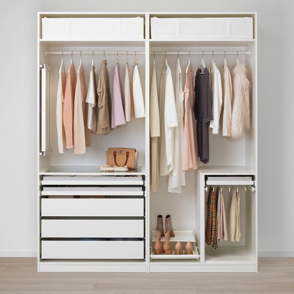 Гардероб, белый Хокксунд, глянцевый светло-бежевый, 200x66x236 см IKEA ПАКС 093.059.16 - схема-чертеж с размерами