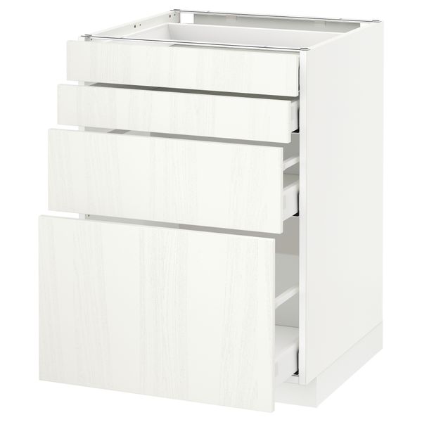Напольный шкаф 4 фронтальных панели, 4 ящика МЕТОД / МАКСИМЕРА, белый, Росдаль белый - схема-чертеж с размерами